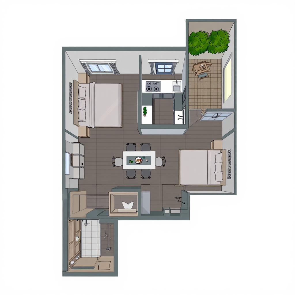 Warm, modern interior of a mini home